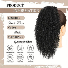 Short Deep Curly Drawstring Ponytail Extensions Synthetic Clip In Hair
