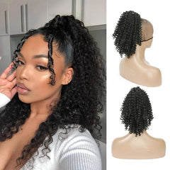Short Deep Curly Drawstring Ponytail Extensions Synthetic Clip In Hair