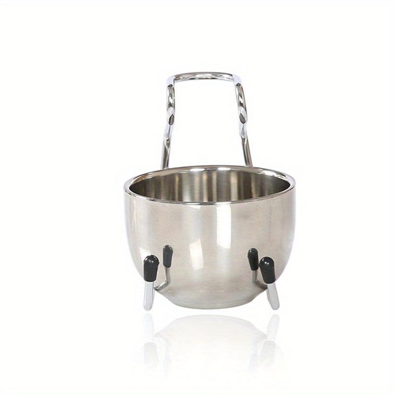 Shaving Brush & Bowl Set Wood Handle Stainless Steel Shaving Bowl & Brush Stand