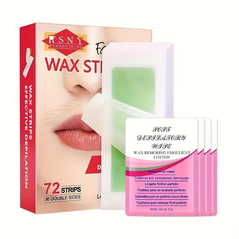 72PCS Body Wax Strips for Hair Removal - Portable Gentle Waxing Kit