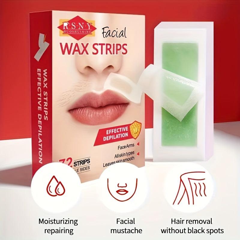 72PCS Body Wax Strips for Hair Removal - Portable Gentle Waxing Kit