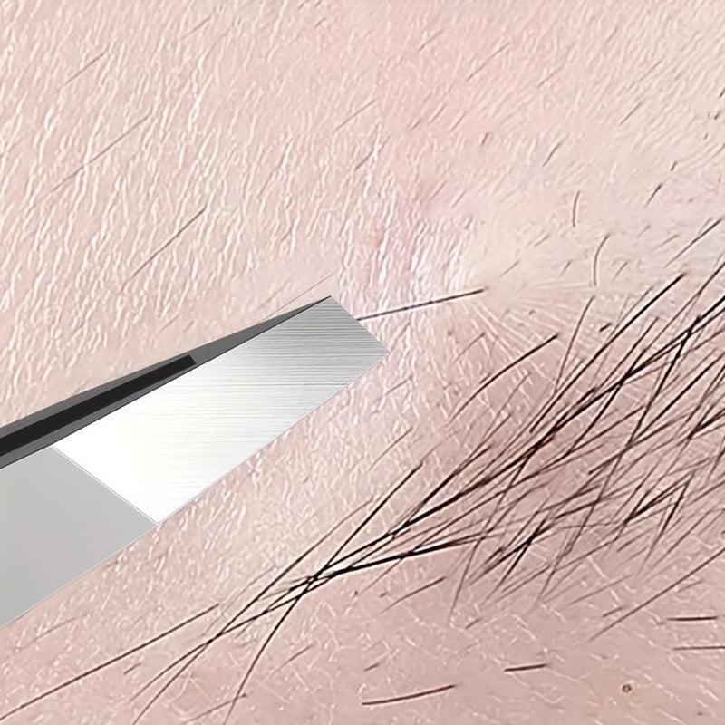 4-In-1 Stainless Steel Eyebrow Tweezers Set with Storage Bag