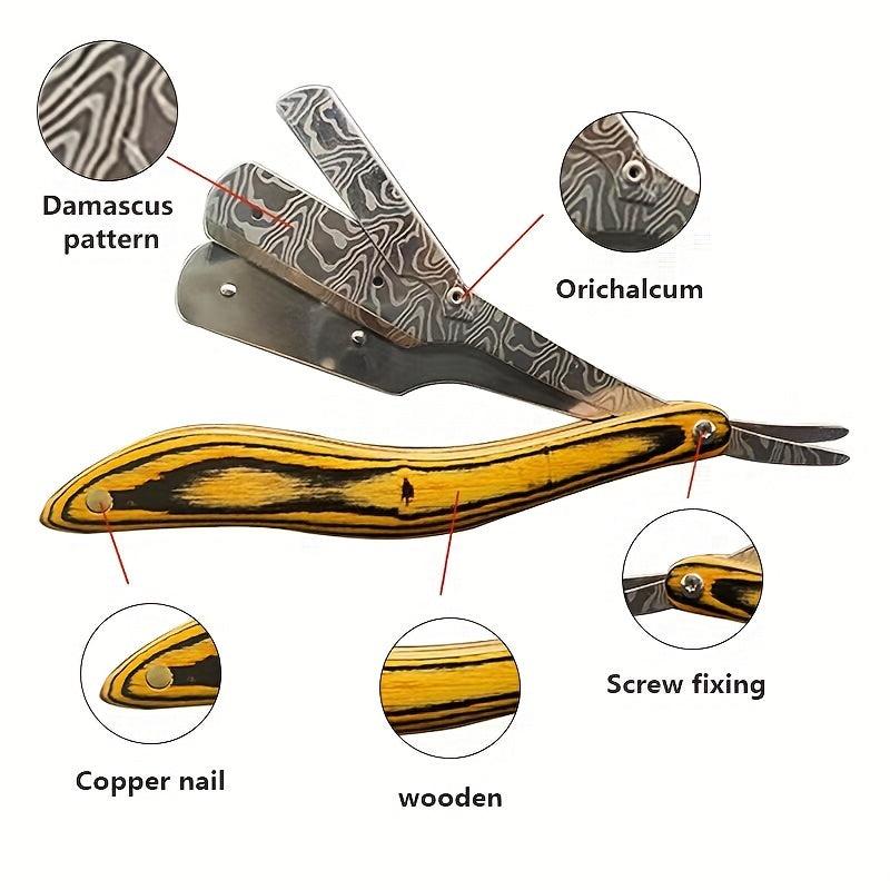 Wood Barber Throat Razor Single Edge Professional Men's Shave