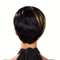 Short Layered Wavy Wig Ombre Red Burgundy Pixie Cut Wig