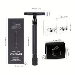 Eco Friendly Bamboo Handle Safety Razor + 5 Blades + Case & Holder