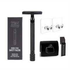 Eco Friendly Bamboo Handle Safety Razor + 5 Blades + Case & Holder