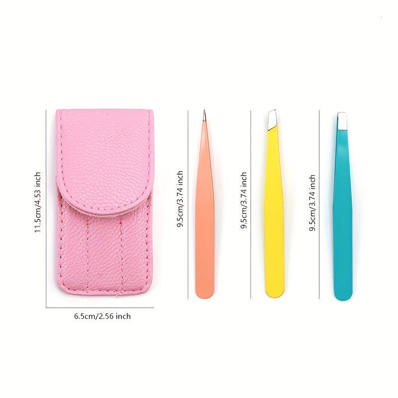 Colorful Slanted Tip Tweezers Stainless Steel Eyebrow Tweezers