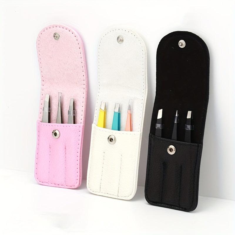 Colorful Slanted Tip Tweezers Stainless Steel Eyebrow Tweezers