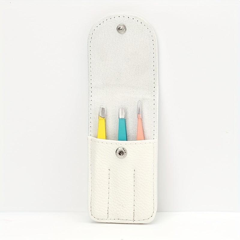 Colorful Slanted Tip Tweezers Stainless Steel Eyebrow Tweezers