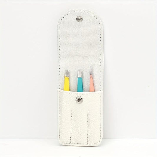 Colorful Slanted Tip Tweezers Stainless Steel Eyebrow Tweezers