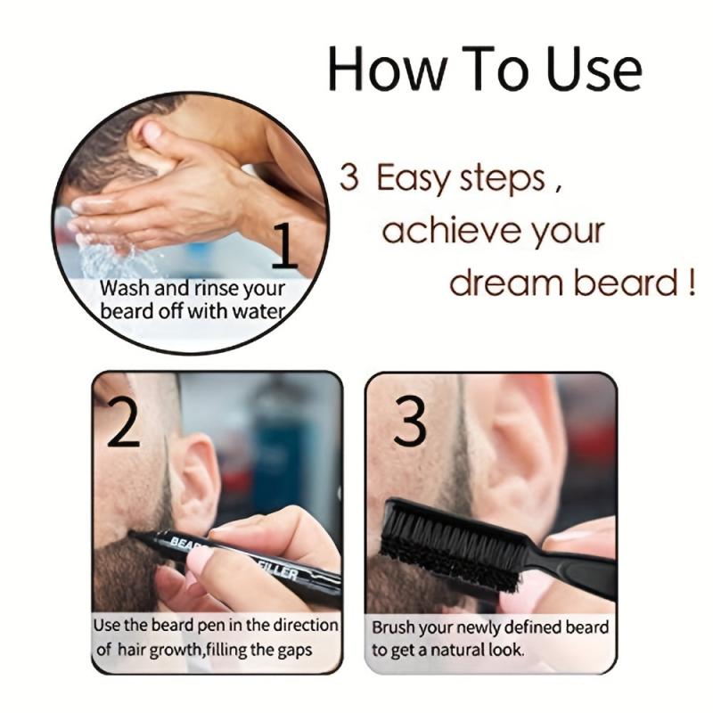 Beard Filling Pen Kit with Brush - Waterproof Shaping Tools