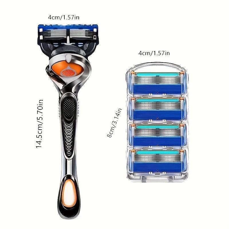 5-Layer Classic Shaving Razor Set with Stainless Steel Blades