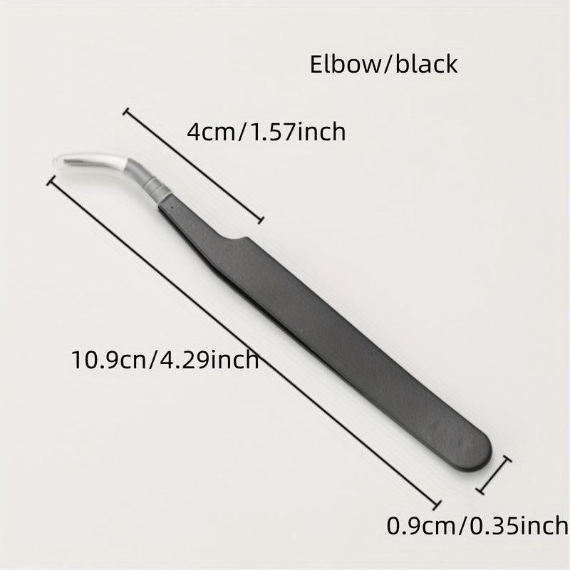 2Pcs Nail Art Tweezers Straight Curved Tip False Eyelash Extension Clip Set