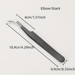 2Pcs Nail Art Tweezers Straight Curved Tip False Eyelash Extension Clip Set