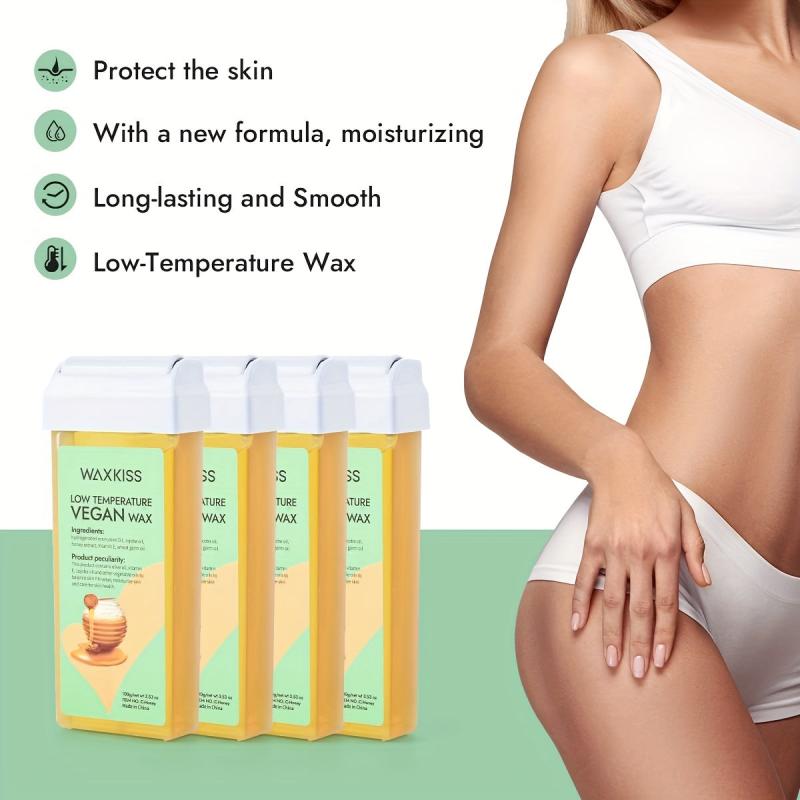 Waxkiss Roll On Wax Refill Low Temp Honey Wax Cartridge, Hair Removal 4 Pack