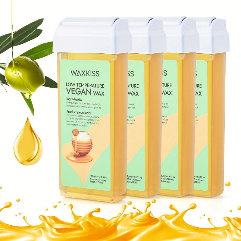 Waxkiss Roll On Wax Refill Low Temp Honey Wax Cartridge, Hair Removal 4 Pack
