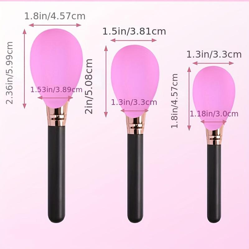3 Pcs Silicone Brush Covers Travel Storage Organizer Case Protect Makeup Bag
