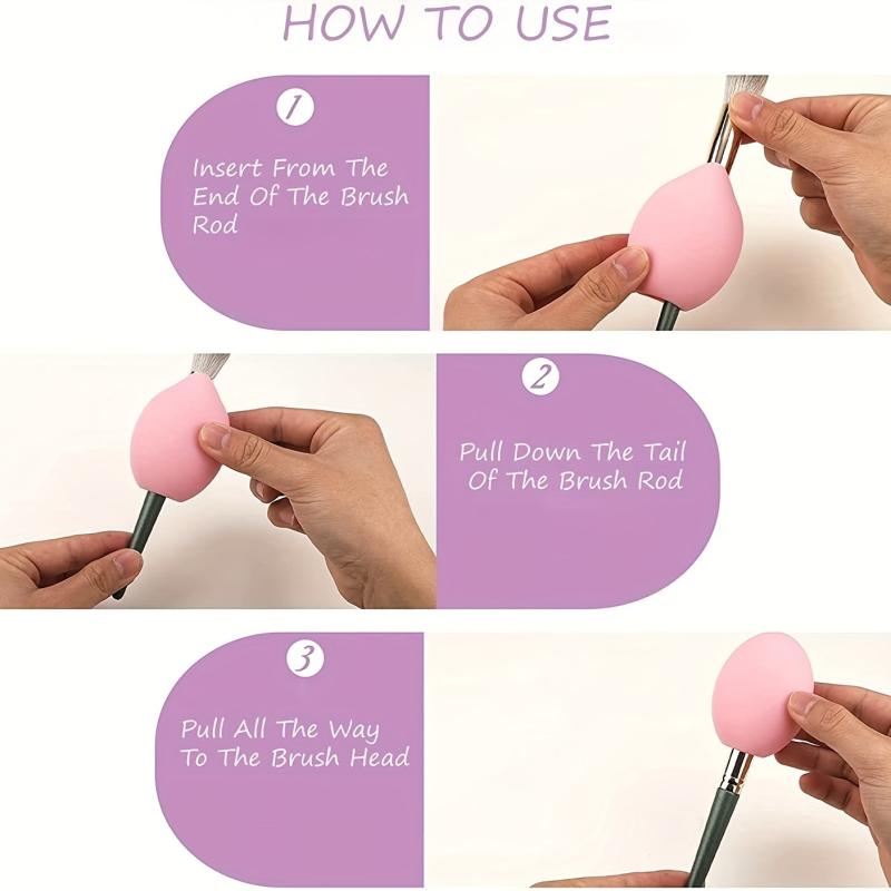 3 Pcs Silicone Brush Covers Travel Storage Organizer Case Protect Makeup Bag