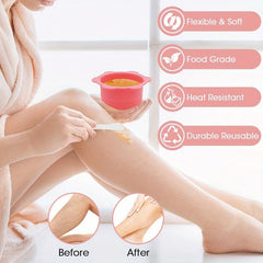 2 Silicone Warm Wax Bowls Reusable Warm Wax Silicone Pads With Scrapers