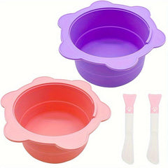 2 Silicone Warm Wax Bowls Reusable Warm Wax Silicone Pads With Scrapers
