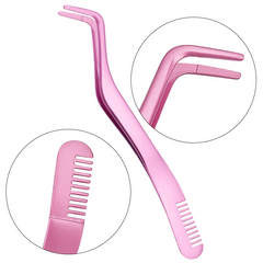 Curved Lash Tweezers w/ Comb Portable False Lash Extension Tweezers