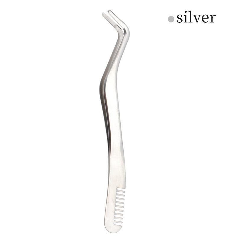 Curved Lash Tweezers w/ Comb Portable False Lash Extension Tweezers