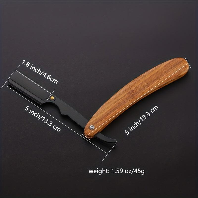 Pro Barber Razor 10 Blades Wood Handle Folding