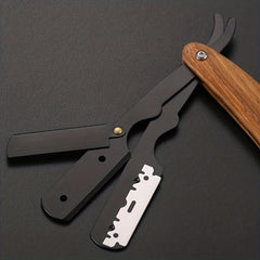 Pro Barber Razor 10 Blades Wood Handle Folding