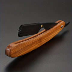 Pro Barber Razor 10 Blades Wood Handle Folding