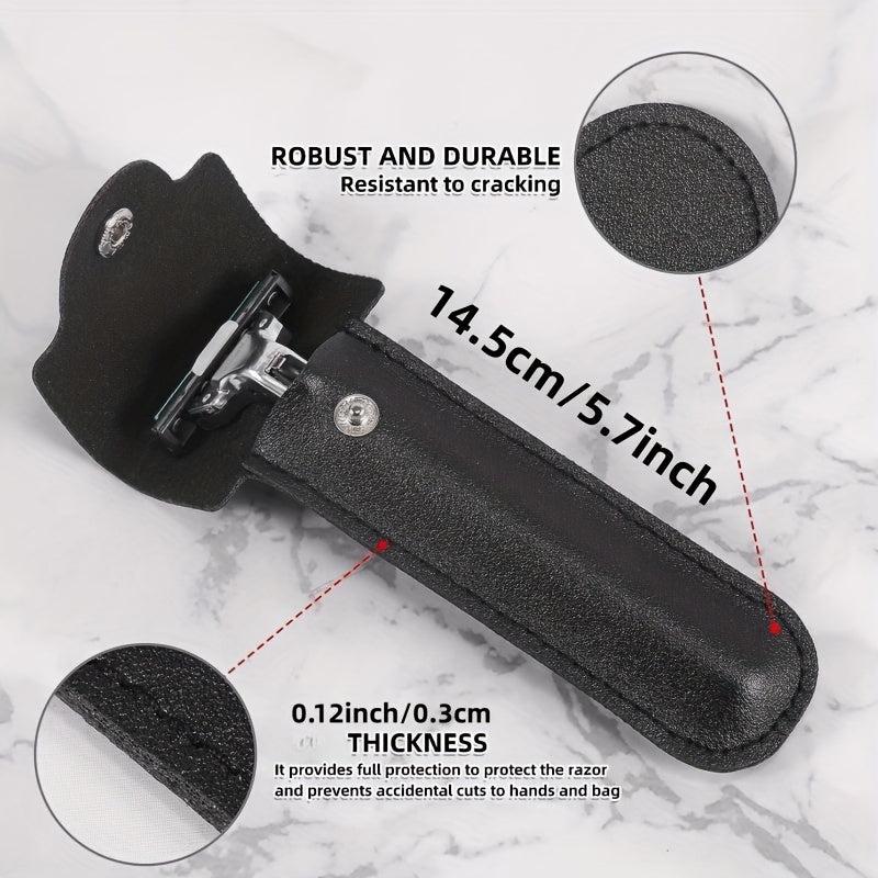 Leather Razor Safety Cover Double Edge Protector Case Barber Razor Sheath