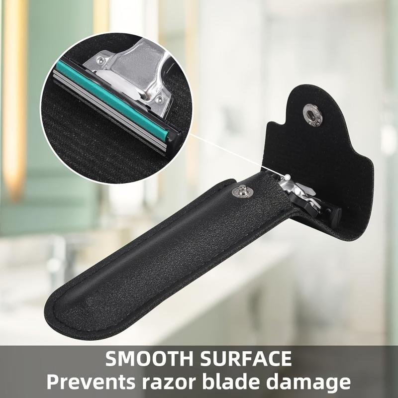 Leather Razor Safety Cover Double Edge Protector Case Barber Razor Sheath