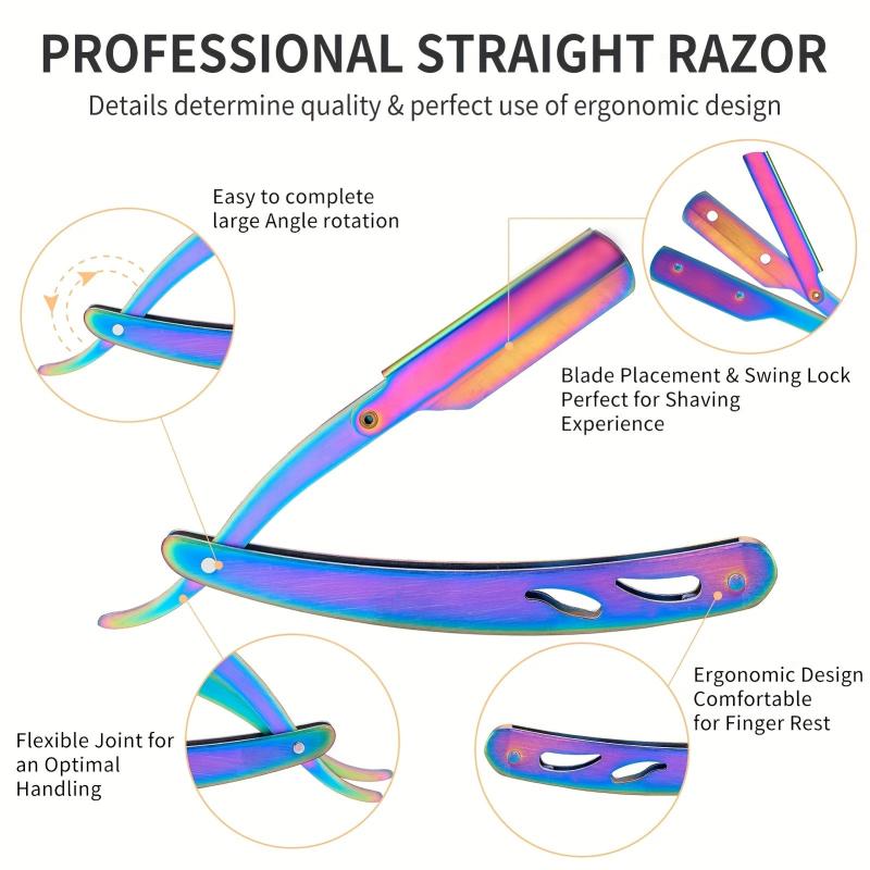 Pro Barber Straight Edge Razor Blade Set with 100 Pack Blades