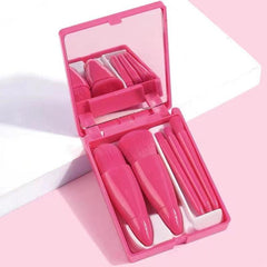 5 Pcs Travel Mini Makeup Brushes Set with Case & Mirror