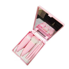 5 Pcs Travel Mini Makeup Brushes Set with Case & Mirror