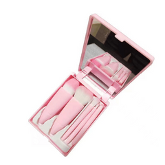 5 Pcs Travel Mini Makeup Brushes Set with Case & Mirror