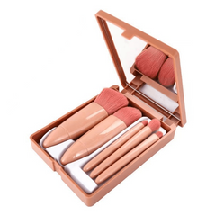 5 Pcs Travel Mini Makeup Brushes Set with Case & Mirror