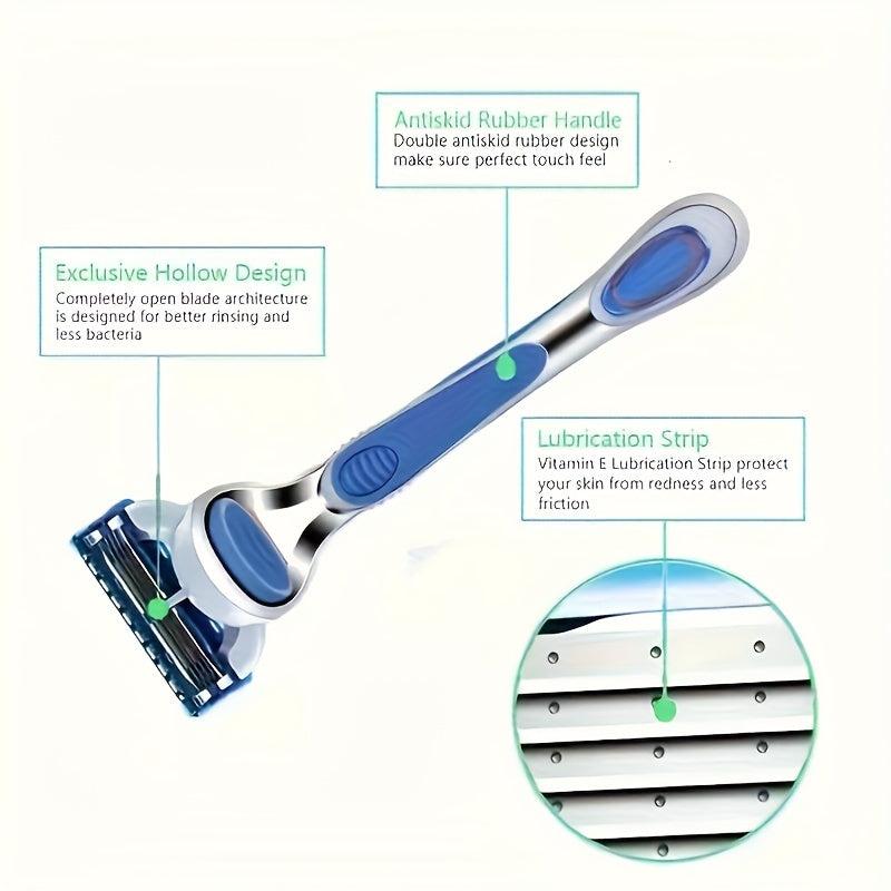 Vintage 5 Layer Manual Razor Set with 1 Handle & 0 4 8 Refills