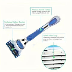 Vintage 5 Layer Manual Razor Set with 1 Handle & 0 4 8 Refills