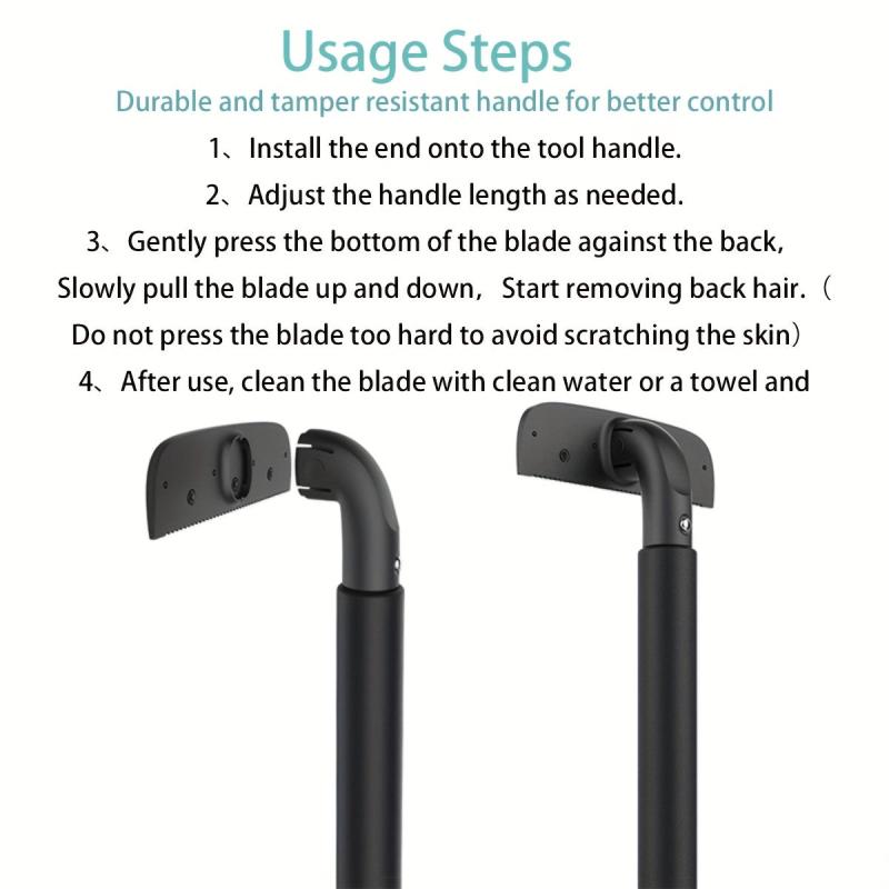 Men's Back Hair Removal Razor Adjustable Handle Safe Painless Wet Dry Use