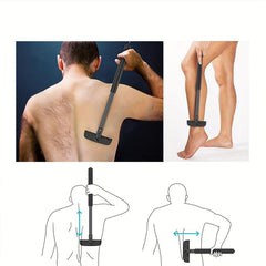 Men's Back Hair Removal Razor Adjustable Handle Safe Painless Wet Dry Use