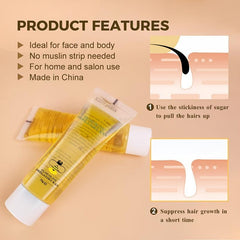Organic Sugar Waxing Kit For Women - Hair Removal For Bikini Legs Eyebrows Body