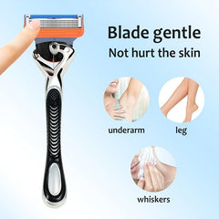 5-Layer Manual Safety Razor Stainless Steel Blades Classic Shaving Set