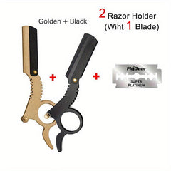 2pcs Straight Edge Barber Razor Set for Haircuts Beard Eyebrow Shaving