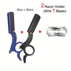 2pcs Straight Edge Barber Razor Set for Haircuts Beard Eyebrow Shaving