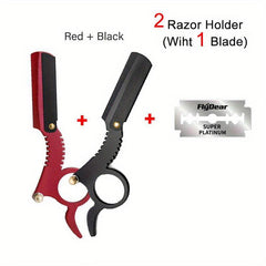 2pcs Straight Edge Barber Razor Set for Haircuts Beard Eyebrow Shaving