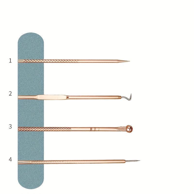 4pcs Blackhead Remover Acne Needle Nose Facial Cleaning Tool Kit