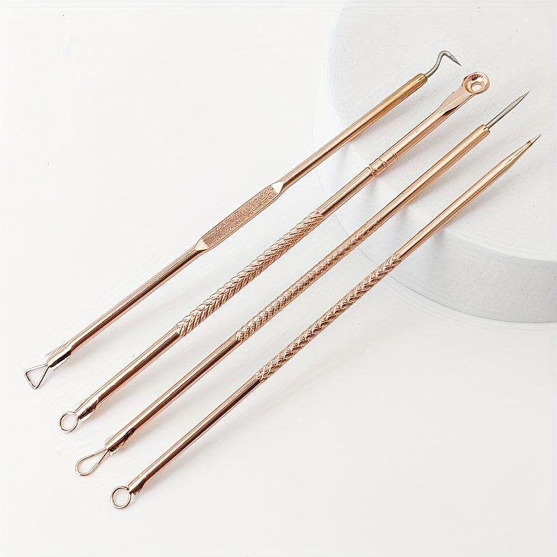 4pcs Blackhead Remover Acne Needle Nose Facial Cleaning Tool Kit