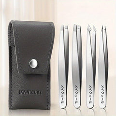 4 Pcs Stainless Steel Tweezers Eyebrow Remover For Ingrown Hair