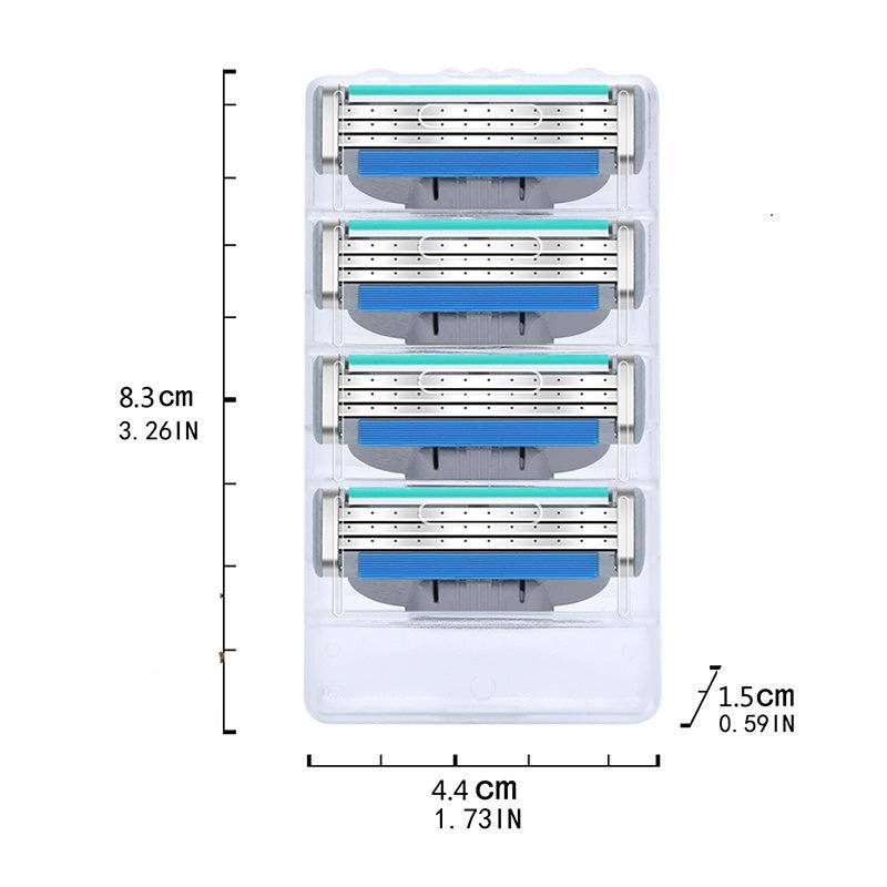 Classic 3 Layer Manual Razor Set Stainless Steel With 4 Refills