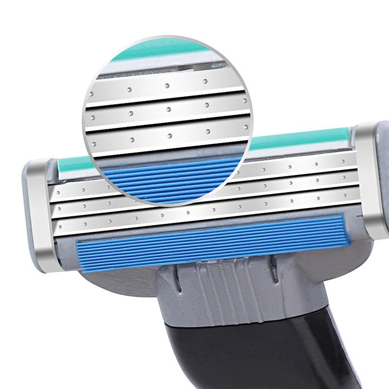 Classic 3 Layer Manual Razor Set Stainless Steel With 4 Refills
